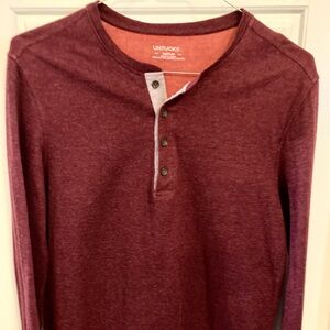 UNTUCKit Men's Maroon 4-button Long Sleeve Henley Medium